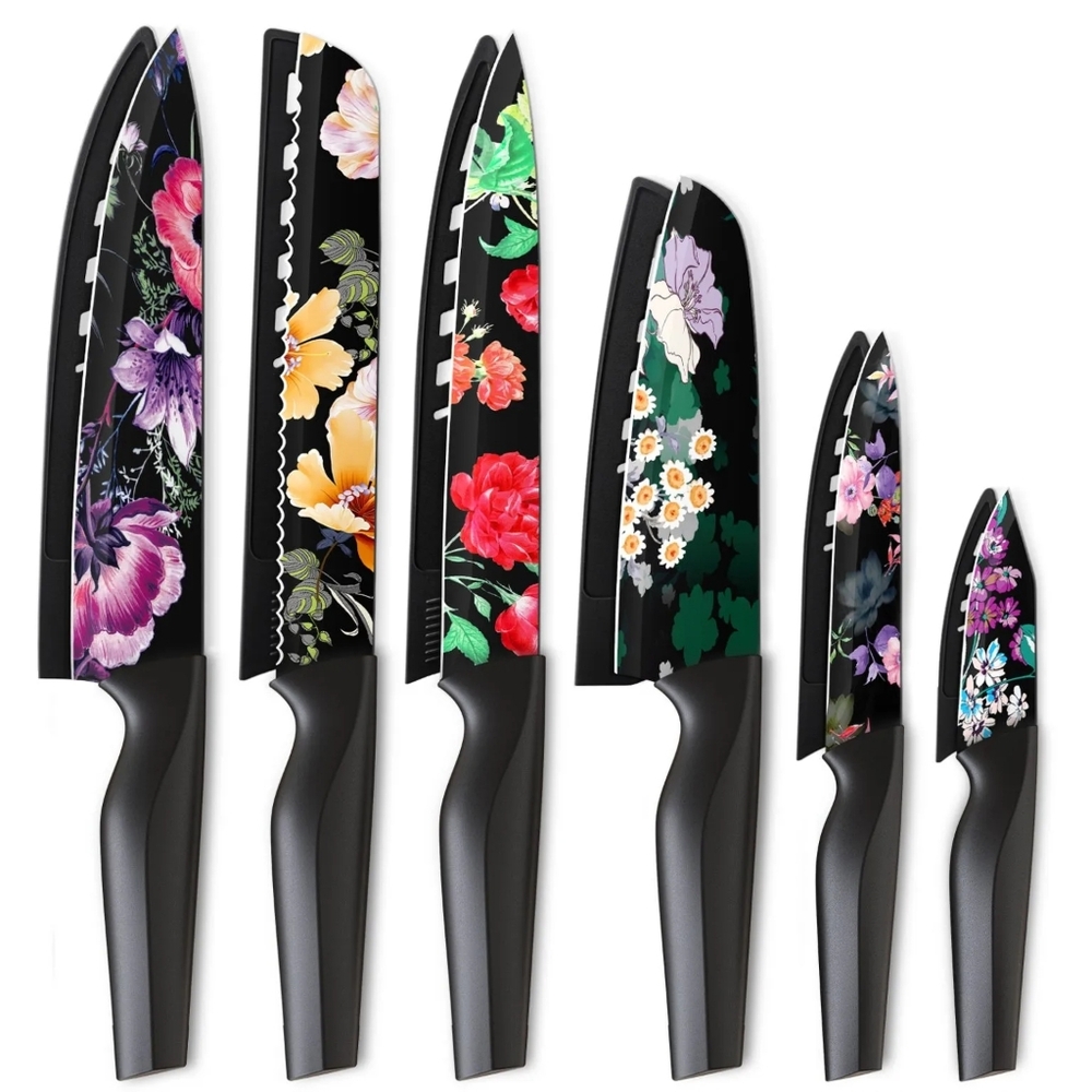 Astercook 12 Piece Flower Kitchen Knife Set, German High Carbon Stainless Steel